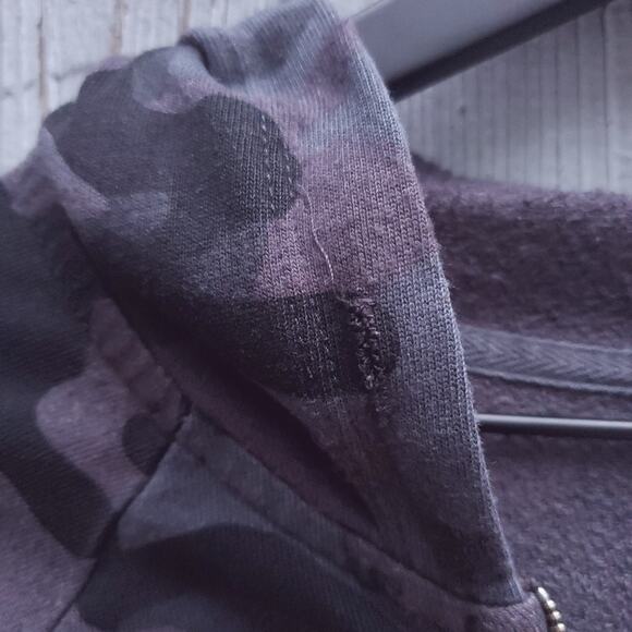 Sundry Camo Zip Up Hoodie Light Dark Grey Print Size 2 Medium Sweatshirt Comfy - Picture 11 of 15